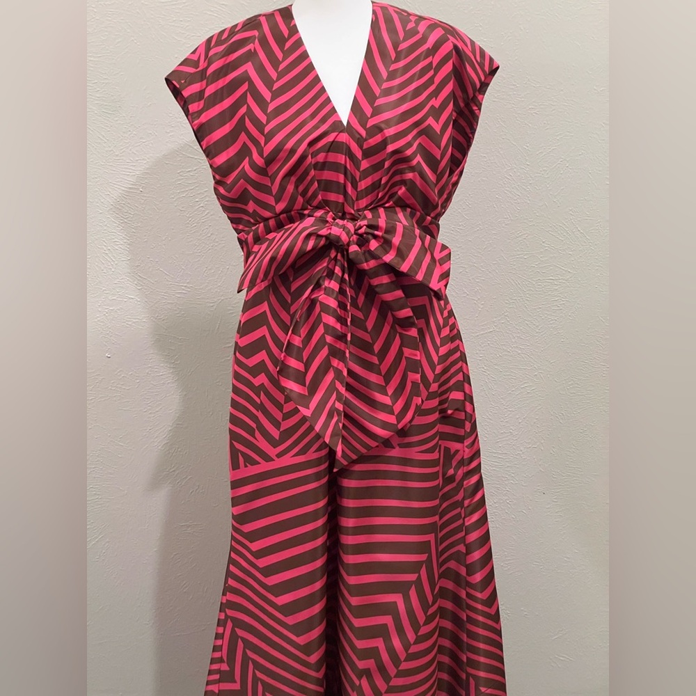 Silvia Tcherassi Pink and Brown Striped Dress